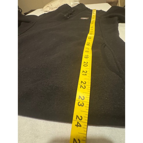 L.L. BEAN Women Small Black Fleece Pullover 1/4‎ Snap Logo Kangaroo Pocket - Picture 11 of 11